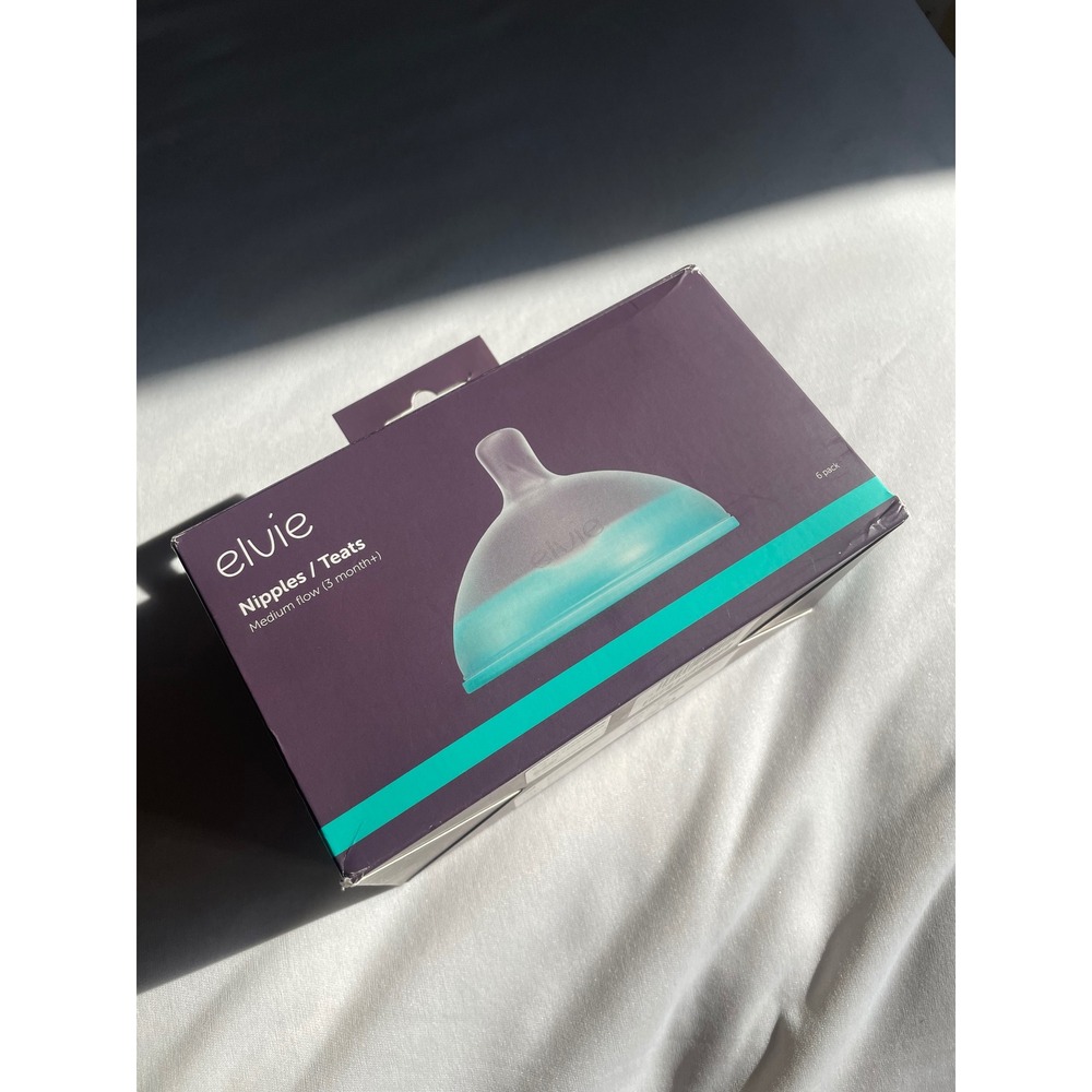 Elvie Bottle Nipples Medium Flow 3 Month+ 6 Pack Silicone Teats ACCS-EFT-M